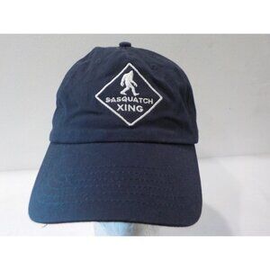 Sasquatch Xing Embroidered Dark Blue Buckle Back Hat Ball Cap